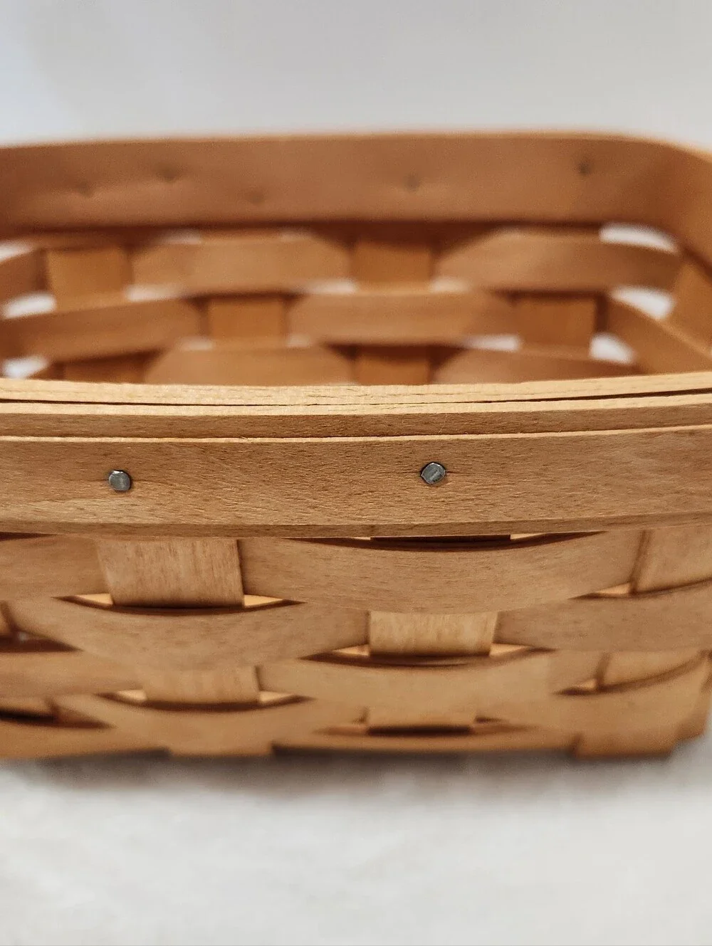 Longaberger Vintage VTG Knick Knack Handwoven Maple Rectangular Basket